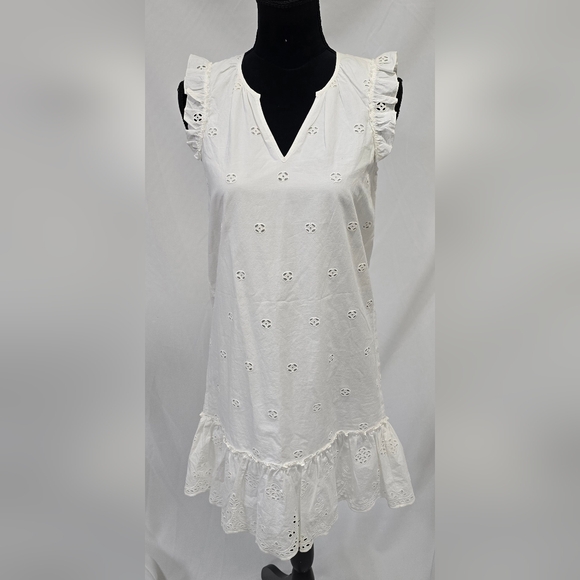 Madewell women XS white eyelet garden summer dress lined costal cowgirl boho - Picture 5 of 14